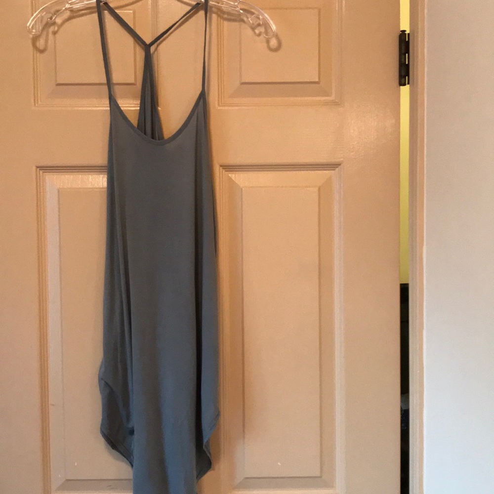 Long teal green tank top